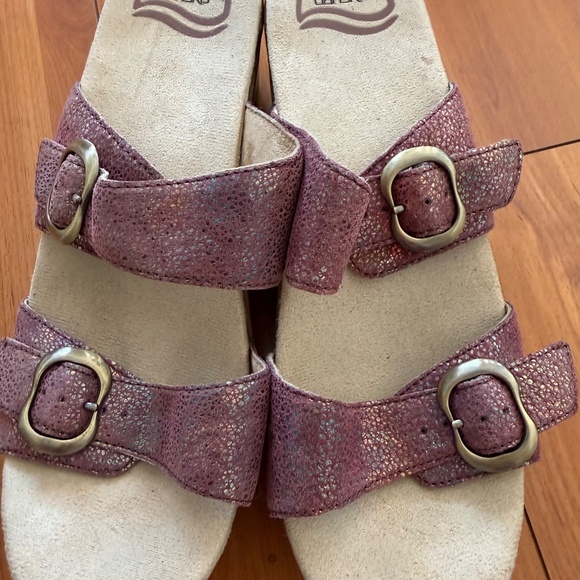 DANSKO Sophie Sandals Pink Metallic Iridescent Leather Clogs EUR 39 - Picture 4 of 7